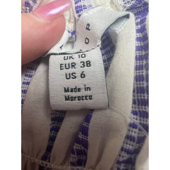 NWT Topshop Striped Romper Womens Playsuit Keyhole Tie front Pinup Smocked - Picture 10 of 10